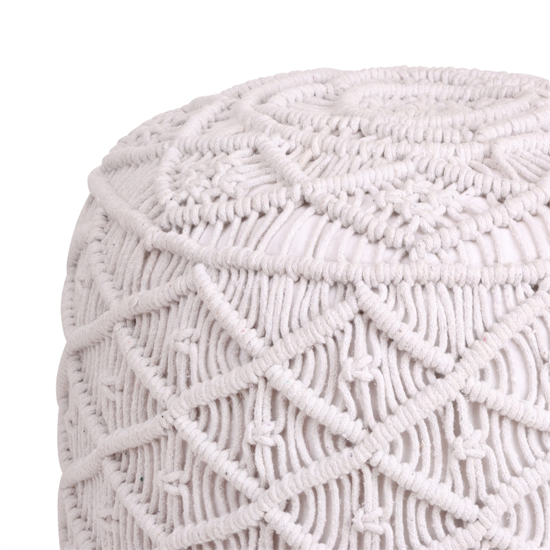 Posh Living Jakhi Cotton Yarn Pouf White