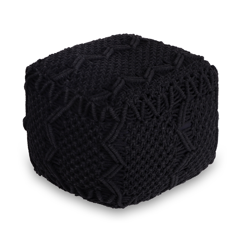 Posh Living Kysen Cotton Yarn Pouf Black