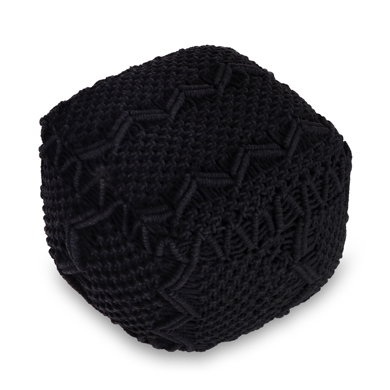 Posh Living Kysen Cotton Yarn Pouf Black