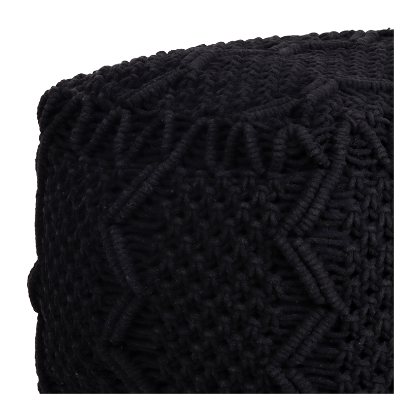 Posh Living Kysen Cotton Yarn Pouf Black