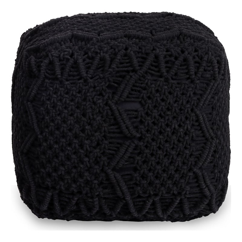 Posh Living Kysen Cotton Yarn Pouf Black