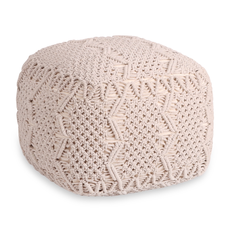 Posh Living Kysen Cotton Yarn Pouf Ivory