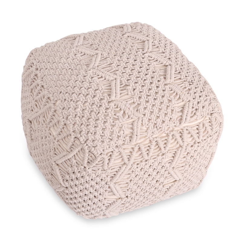 Posh Living Kysen Cotton Yarn Pouf Ivory