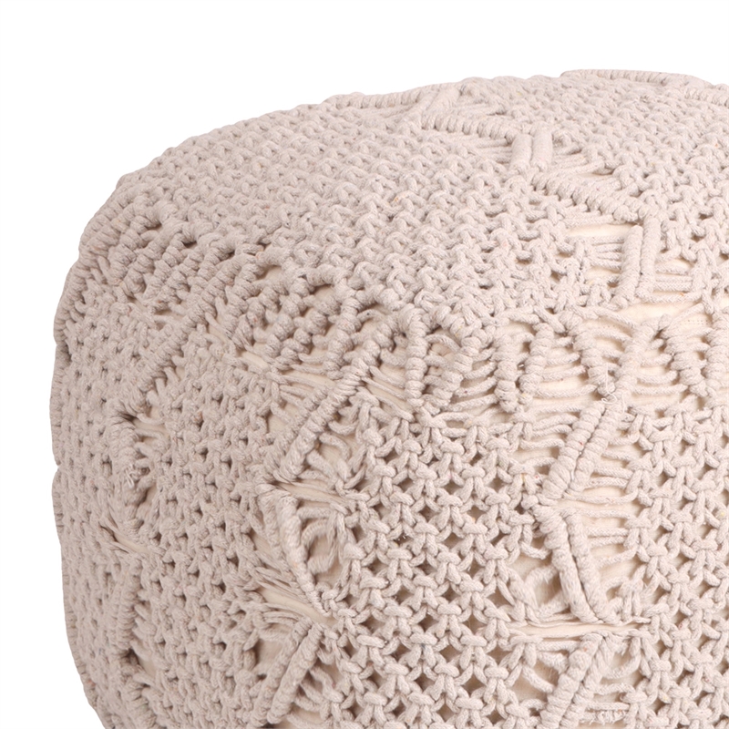 Posh Living Kysen Cotton Yarn Pouf Ivory