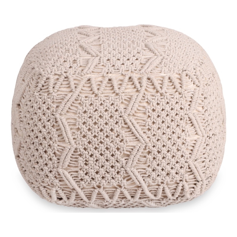 Posh Living Kysen Cotton Yarn Pouf Ivory
