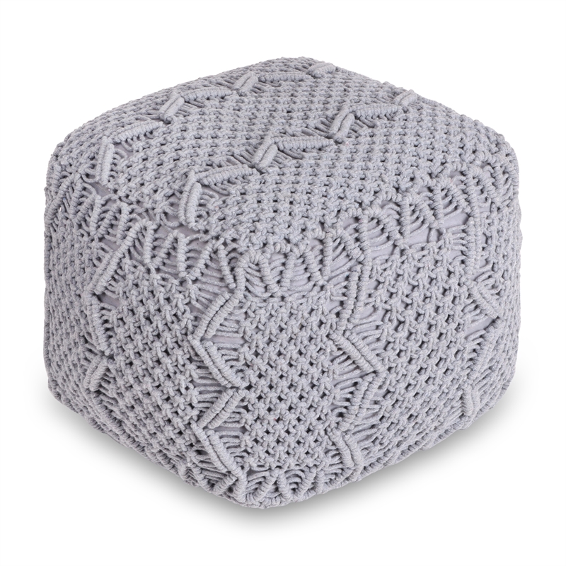 Posh Living Kysen Cotton Yarn Pouf Light Grey
