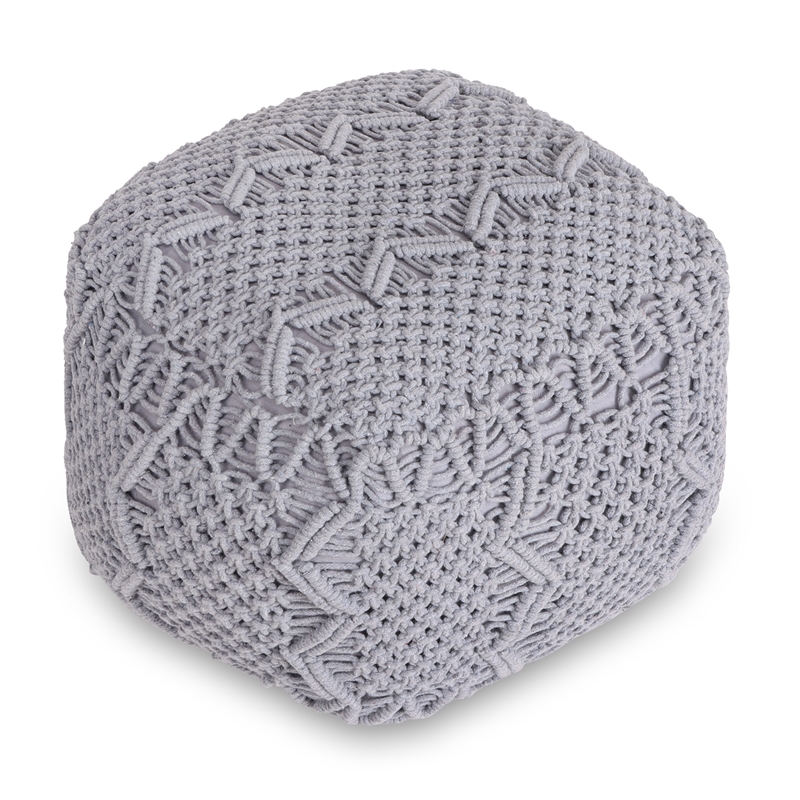 Posh Living Kysen Cotton Yarn Pouf Light Grey