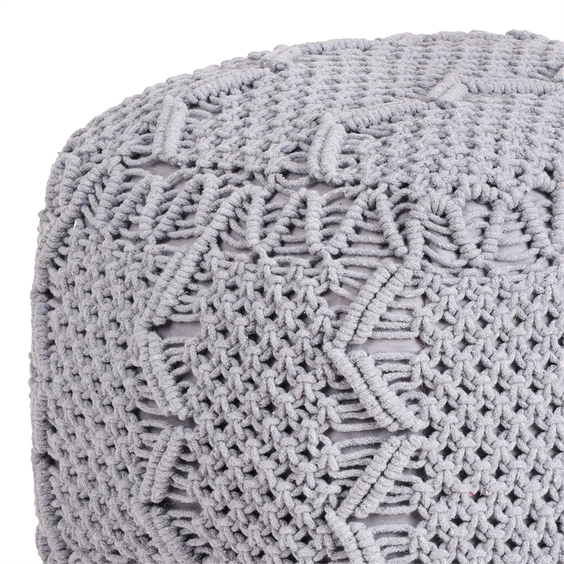 Posh Living Kysen Cotton Yarn Pouf Light Grey