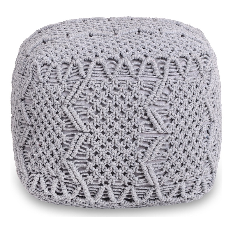 Posh Living Kysen Cotton Yarn Pouf Light Grey