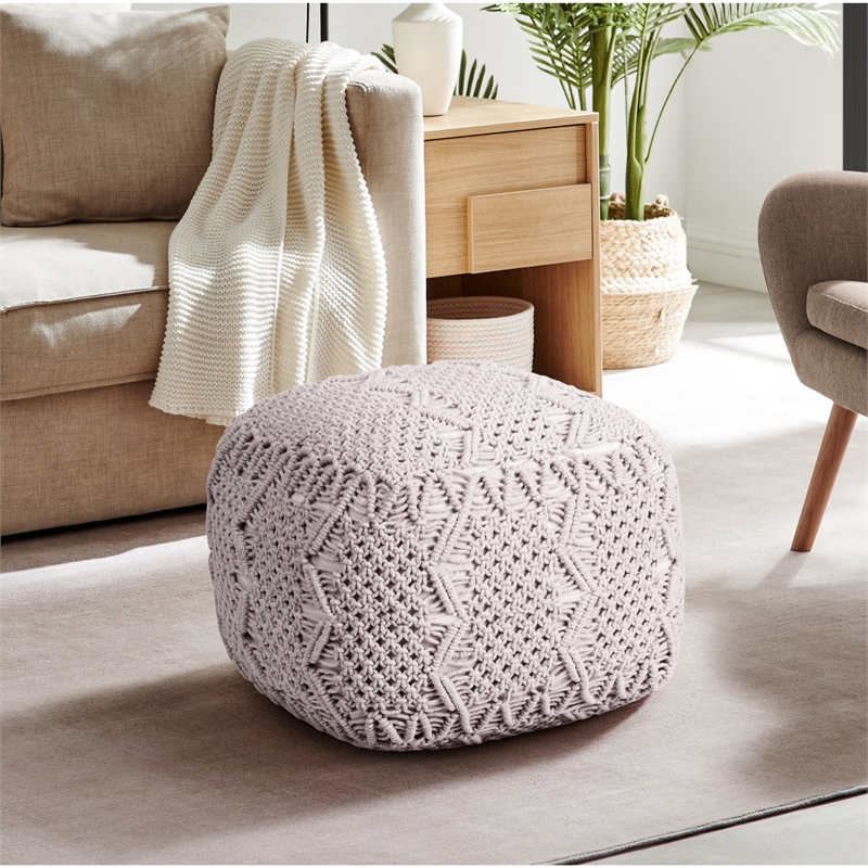 Posh Living Kysen Cotton Yarn Pouf White