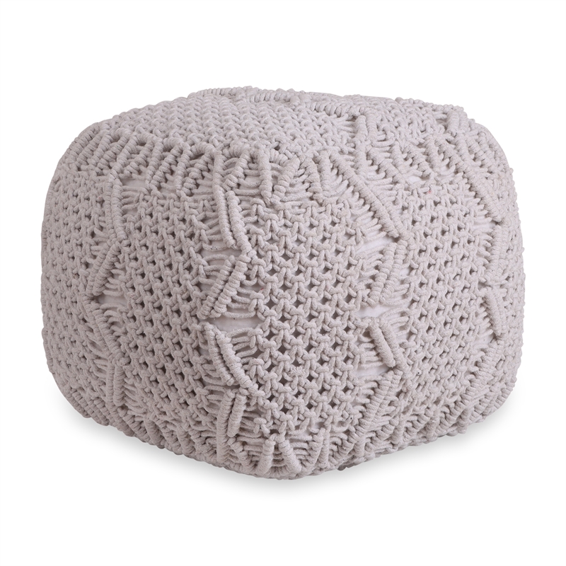 Posh Living Kysen Cotton Yarn Pouf White