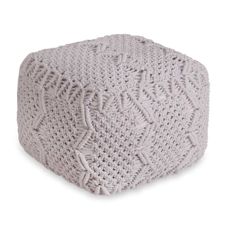 Posh Living Kysen Cotton Yarn Pouf White