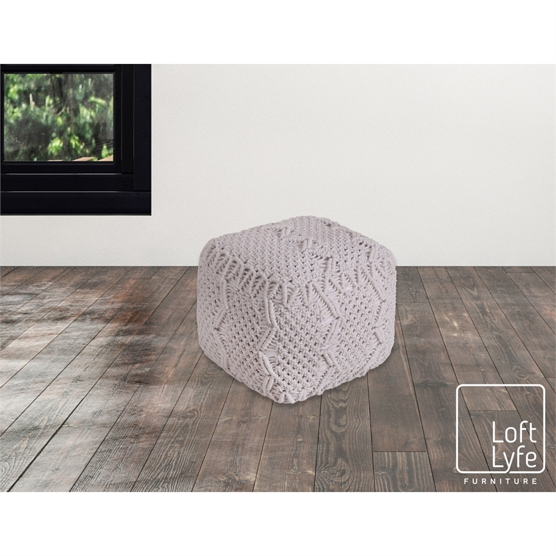 Posh Living Kysen Cotton Yarn Pouf White