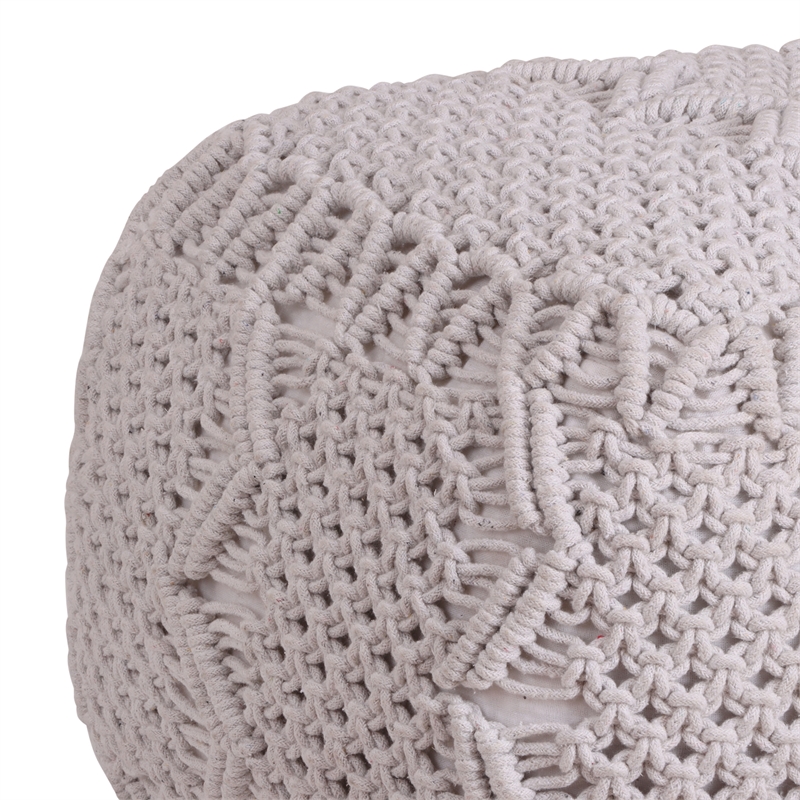 Posh Living Kysen Cotton Yarn Pouf White