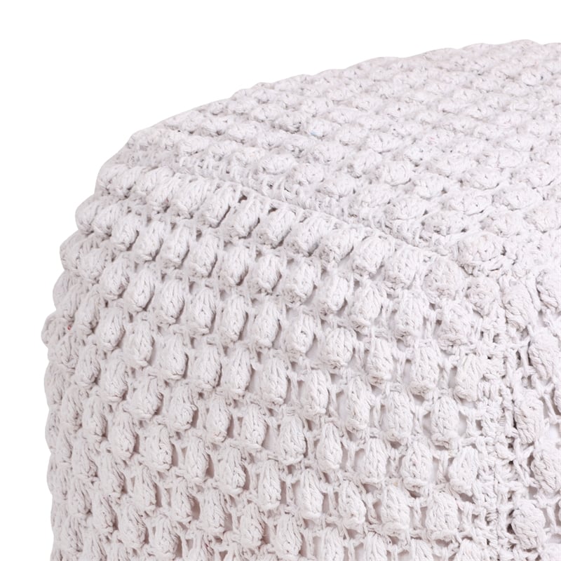 Posh Living Luc Cotton Yarn Pouf White