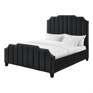 Posh Living Raylon Velvet Platform Bed King Size Black