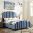 Posh Living Raylon Velvet Platform Bed Queen Size Sky Blue