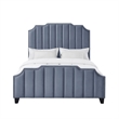 Posh Living Raylon Velvet Platform Bed Queen Size Sky Blue