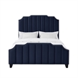 Posh Living Raylon Velvet Platform Bed King Size Navy