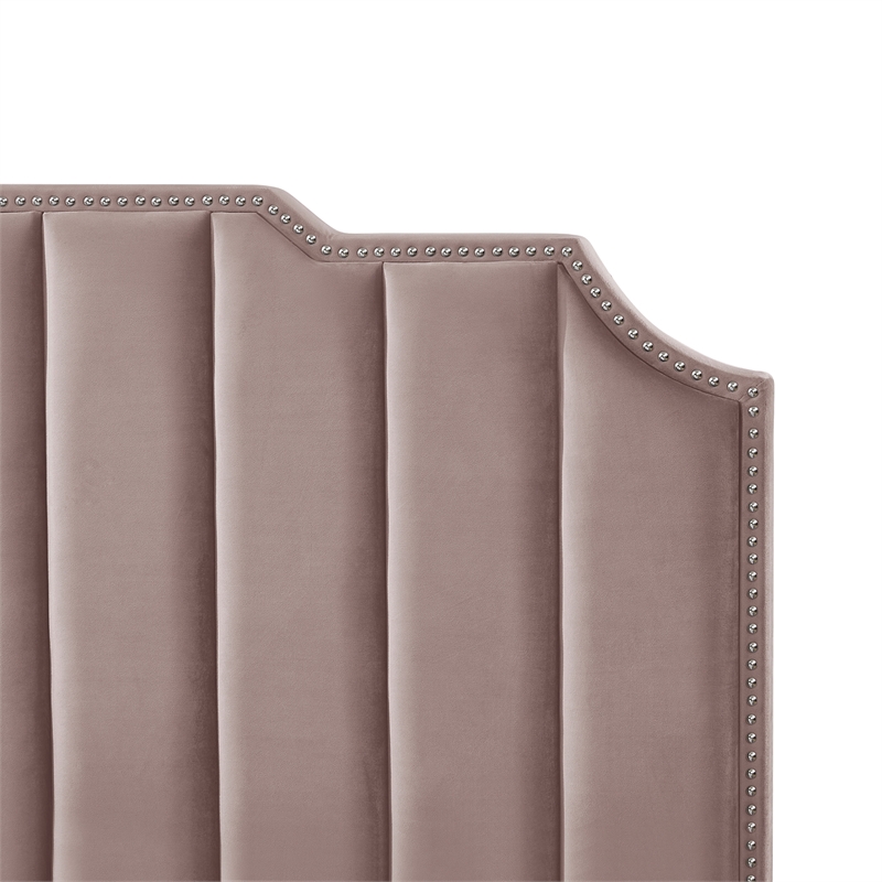 Posh Living Raylon Velvet Platform Bed King Size Pink