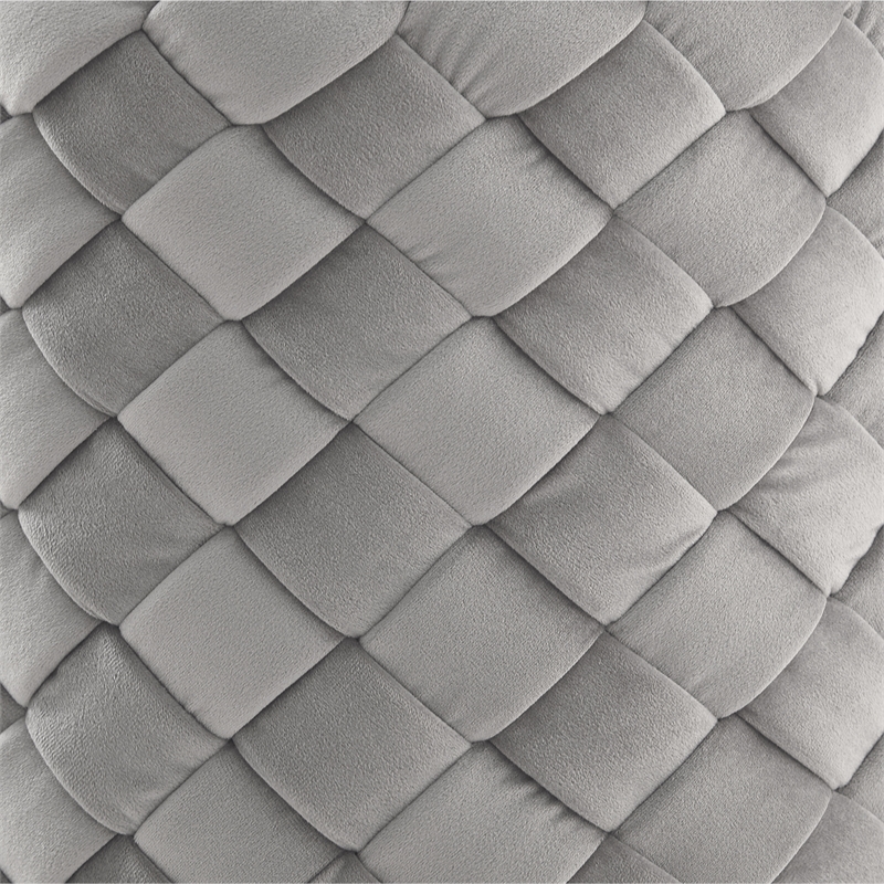 Ester Ottoman Grey/Chrome Velvet 14.6L x 14.6W x 17H Upholstered Woven Pattern