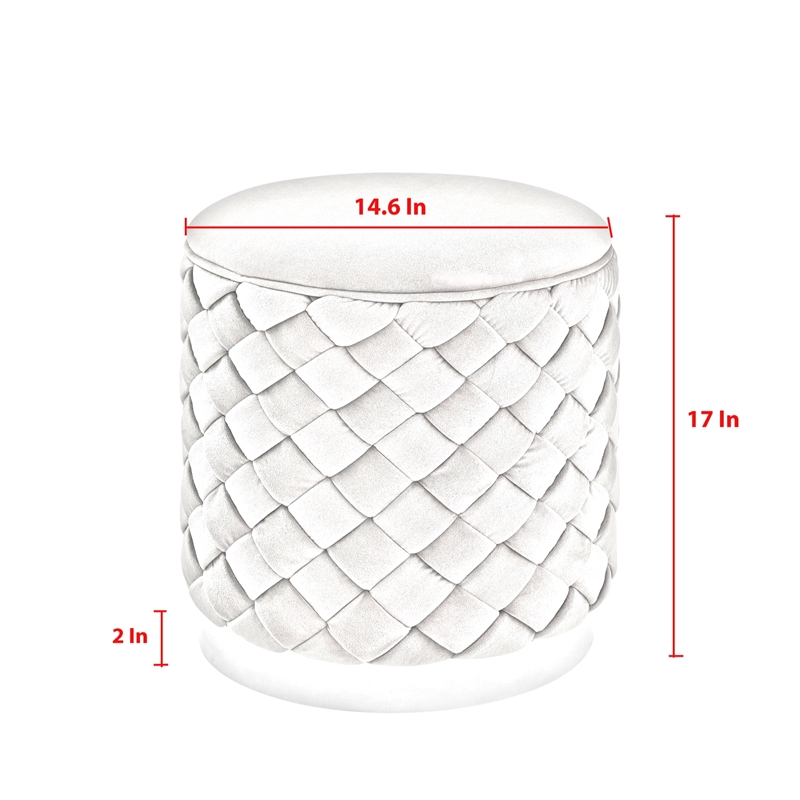 Ester Ottoman Grey/Chrome Velvet 14.6L x 14.6W x 17H Upholstered Woven Pattern