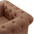 Renesmee Club Chair Camel Leather PU Button Tufted Rolled Arms