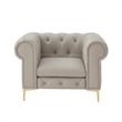 Renesmee Club Chair Gray Leather PU Button Tufted Rolled Arms
