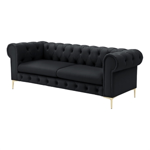 renesmee sofa leather pu button tufted 3 seat rolled arms