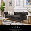 Renesmee Sofa Brown Leather PU Button Tufted 3 Seat Rolled Arms