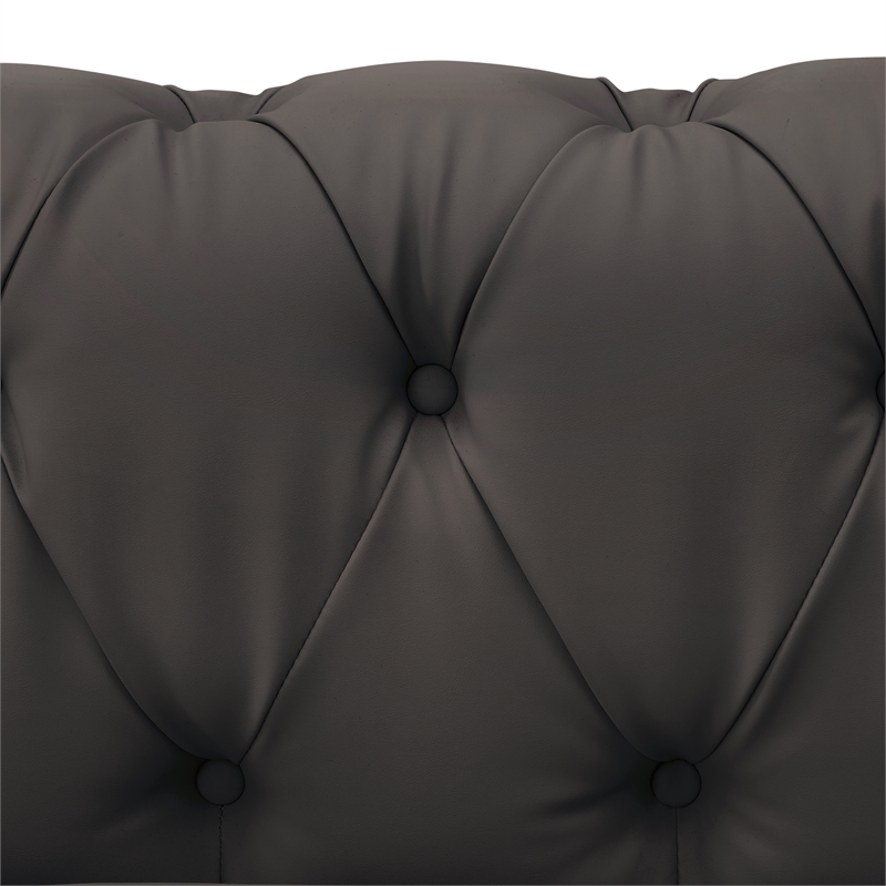 Renesmee Sofa Brown Leather PU Button Tufted 3 Seat Rolled Arms