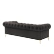 Renesmee Sofa Brown Leather PU Button Tufted 3 Seat Rolled Arms