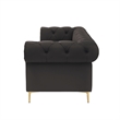 Renesmee Sofa Brown Leather PU Button Tufted 3 Seat Rolled Arms
