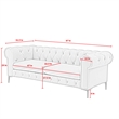 Renesmee Sofa White Leather PU Button Tufted 3 Seat Rolled Arms