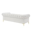 Renesmee Sofa White Leather PU Button Tufted 3 Seat Rolled Arms