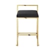 Amyah Bar Stool Black/Gold Leather PU  Geometric Frame Upholstered