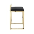 Amyah Bar Stool Black/Gold Leather PU  Geometric Frame Upholstered