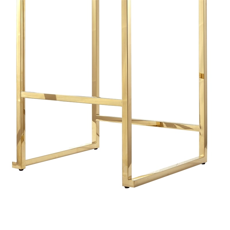 Amyah Bar Stool Black/Gold Leather PU  Geometric Frame Upholstered