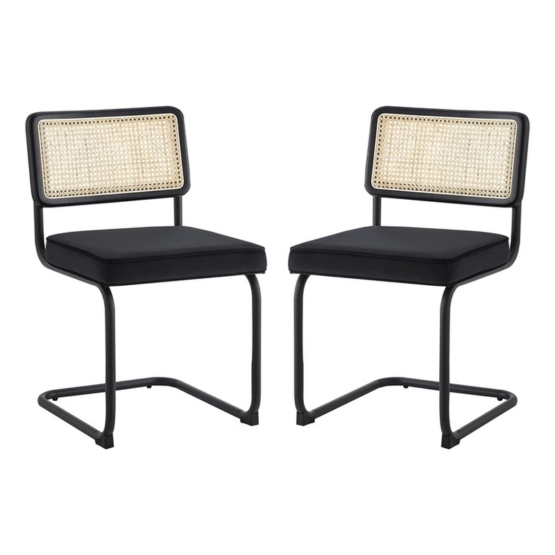 Posh Living Sherry Velvet Dining Chair Seat (Set of 2) Black