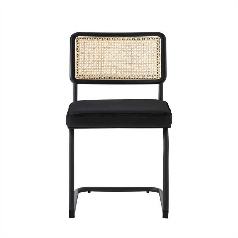 Posh Living Sherry Velvet Dining Chair Seat (Set of 2) Black