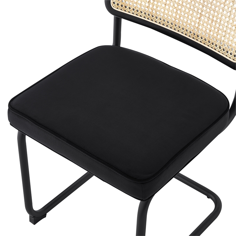 Posh Living Sherry Velvet Dining Chair Seat (Set of 2) Black