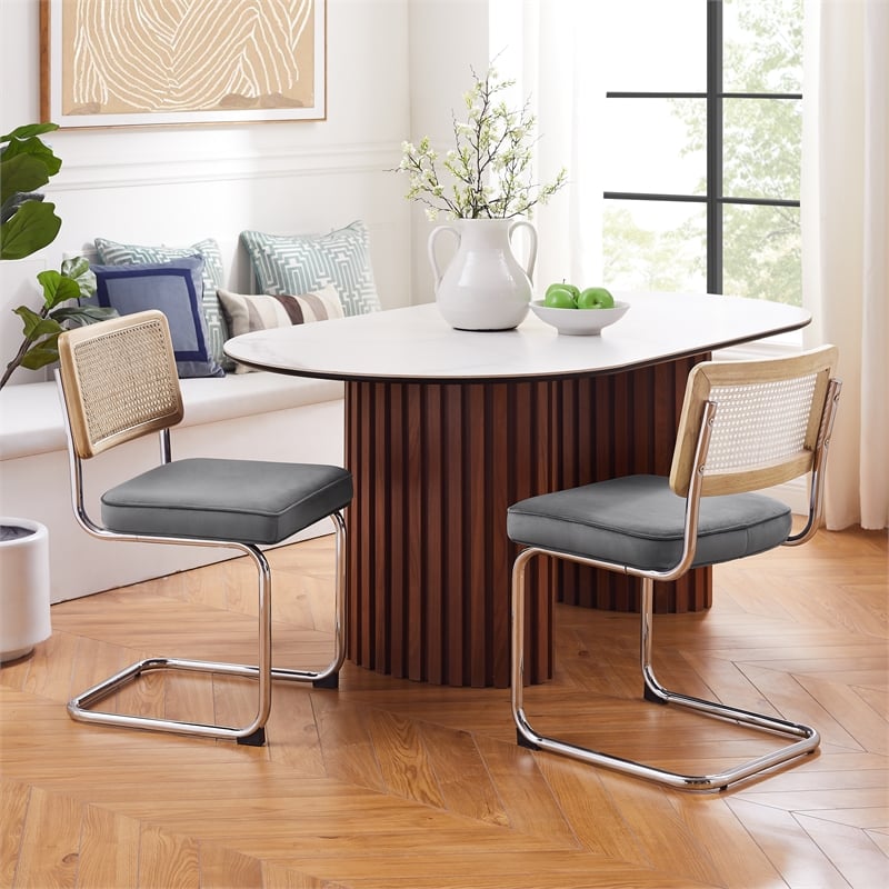 Posh Living Sherry Velvet Dining Chair Seat (Set of 2) Gray