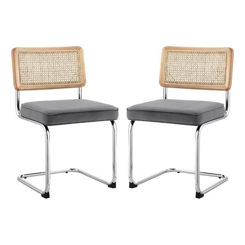 Posh Living Sherry Velvet Dining Chair Seat (Set of 2) Gray