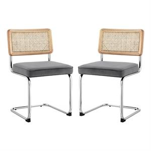 Posh Living Sherry Velvet Dining Chair Seat (Set of 2) Gray