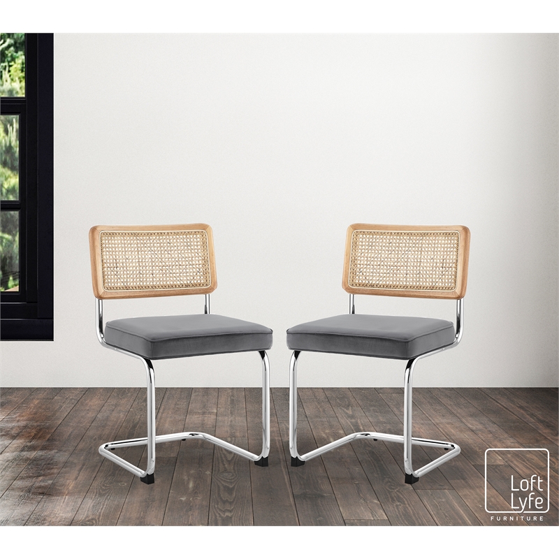 Posh Living Sherry Velvet Dining Chair Seat (Set of 2) Gray