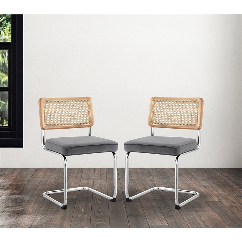 Posh Living Sherry Velvet Dining Chair Seat (Set of 2) Gray