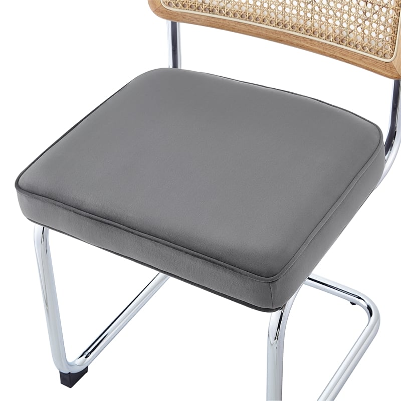 Posh Living Sherry Velvet Dining Chair Seat (Set of 2) Gray