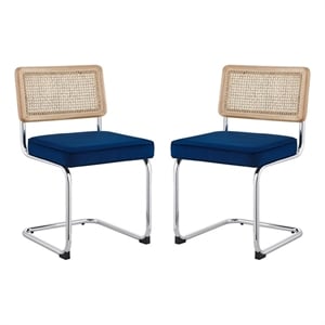 Posh Living Sherry Velvet Dining Chair Seat (Set of 2) Navy