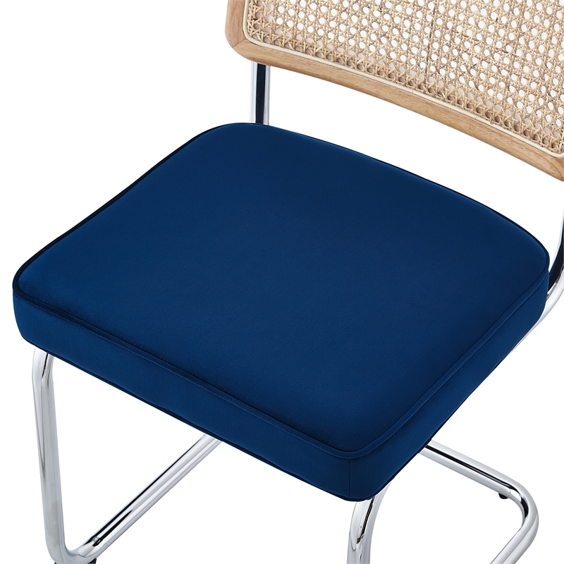 Posh Living Sherry Velvet Dining Chair Seat (Set of 2) Navy