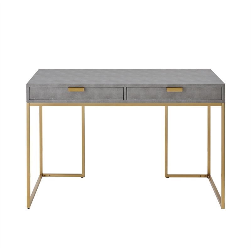 Posh Living Omer Faux Shagreen Writing Desk Gray/Gold